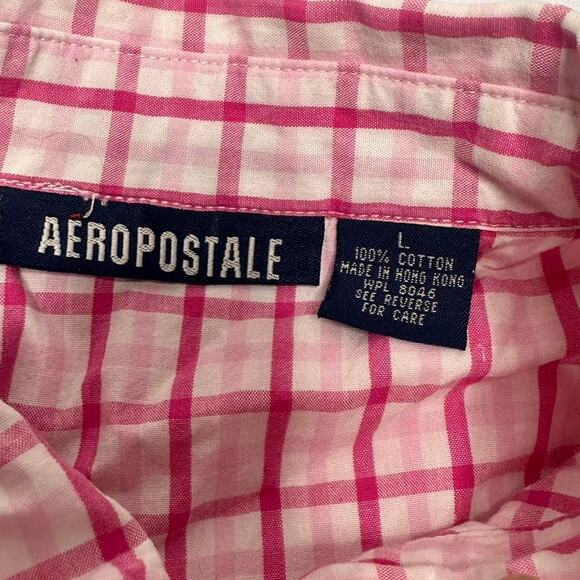 Aeropostale Women’s Vintage Size Large 100% Cotton Stylish Y2K Pink Button Up - Picture 3 of 5